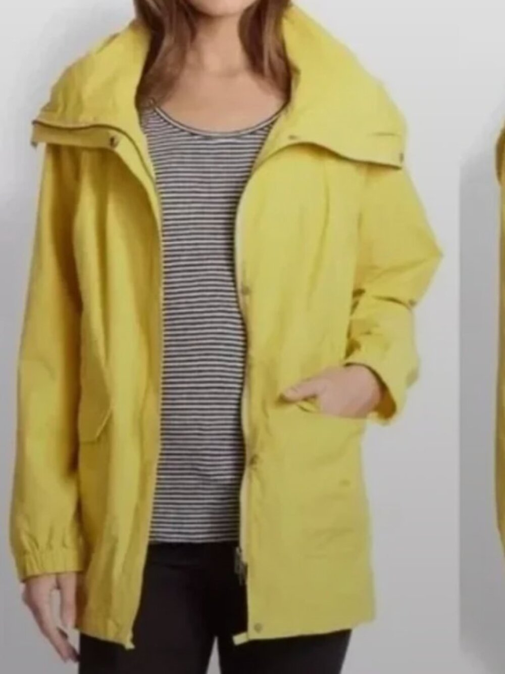 Eileen Fisher citrine mustard yellow anorak utility windbreaker rain jacket XS
